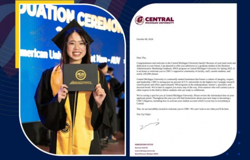 CONGRATULATIONS TO VU MINH THU - AUV ALUMNA ON HER ACCEPTANCE TO CMU’S MBA PROGRAM!